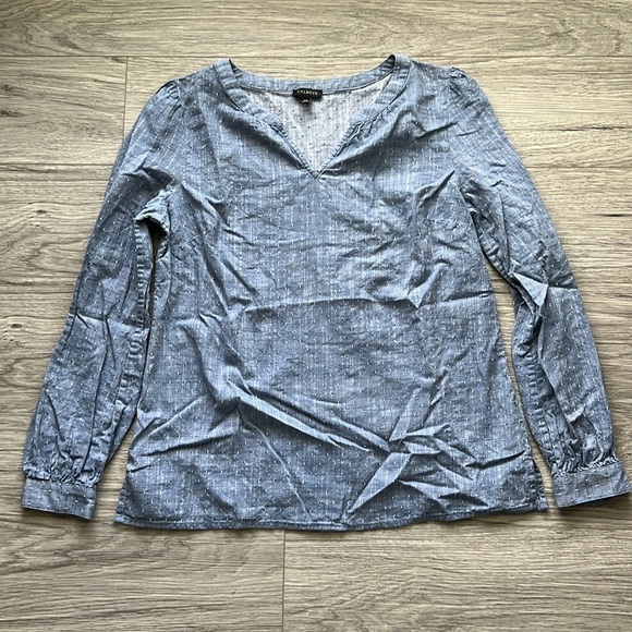 Talbots Blue Blouse with White Dotted Design Size XS - Picture 1 of 8